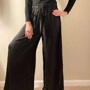 Large Black Silky Palazzo Pants